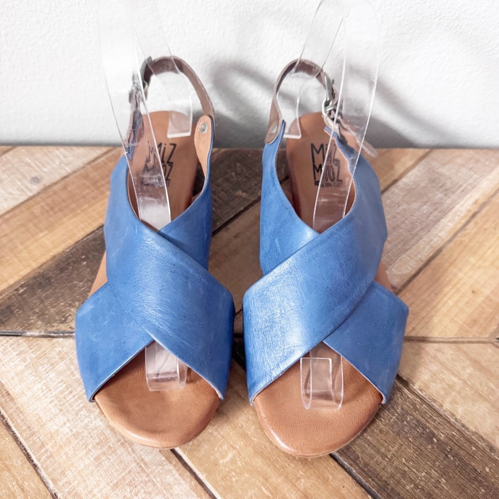 Miz Mooz Blue and Brown Leather Women's Sandals - Picture 5 of 12